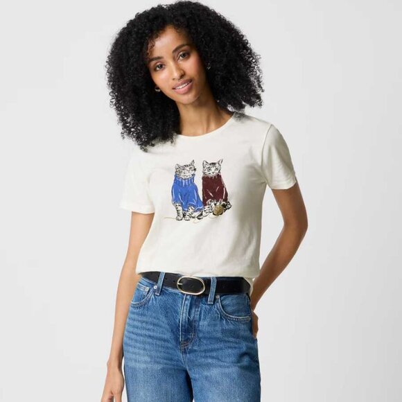 New L XL 3X J Crew Factory collector tee cats in sweaters graphic t-shirt - Picture 2 of 8